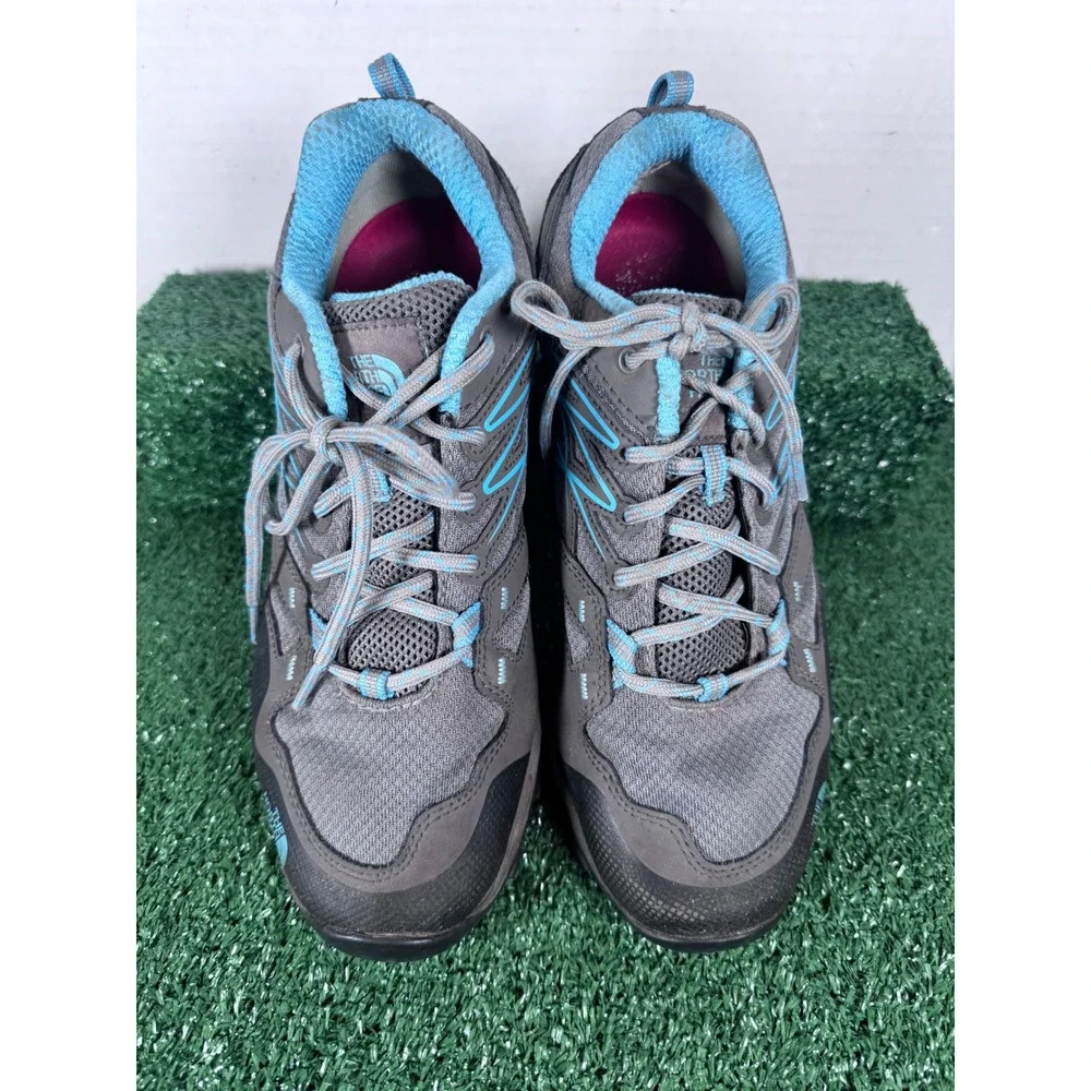 The North Face Hedgehog Gore Tex Women's Hiking Shoes Gray‎ Blue Vibram Size 9